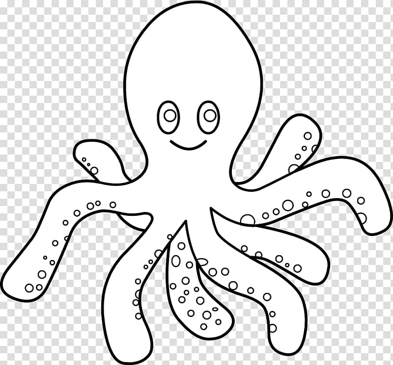 Octopus Black and white , Octopus Outline transparent background PNG clipart
