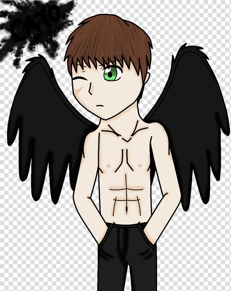 Human Black hair Legendary creature Finger Brown hair, angel demon transparent background PNG clipart