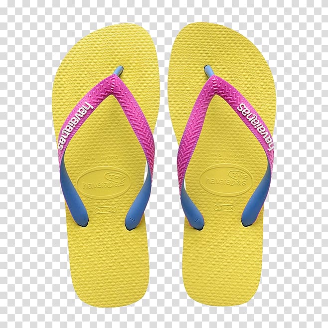 pair of yellow-pink-and-blue Havaianas rubber flip-flops, Slipper Flip-flops Havaianas Crocs Sandal, Yellow sandals transparent background PNG clipart