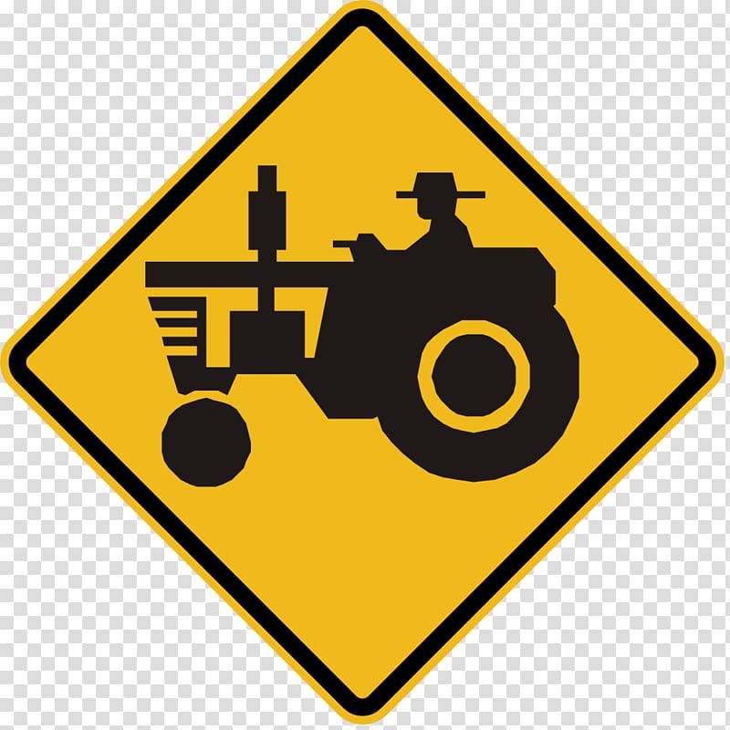 Traffic sign Warning sign Tractor Vehicle Road, Road Sign transparent background PNG clipart