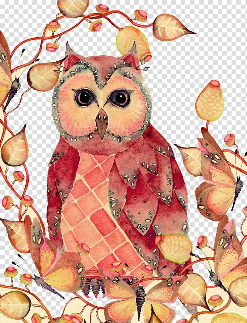 Owl Bird Watercolor painting Drawing, owl transparent background PNG clipart