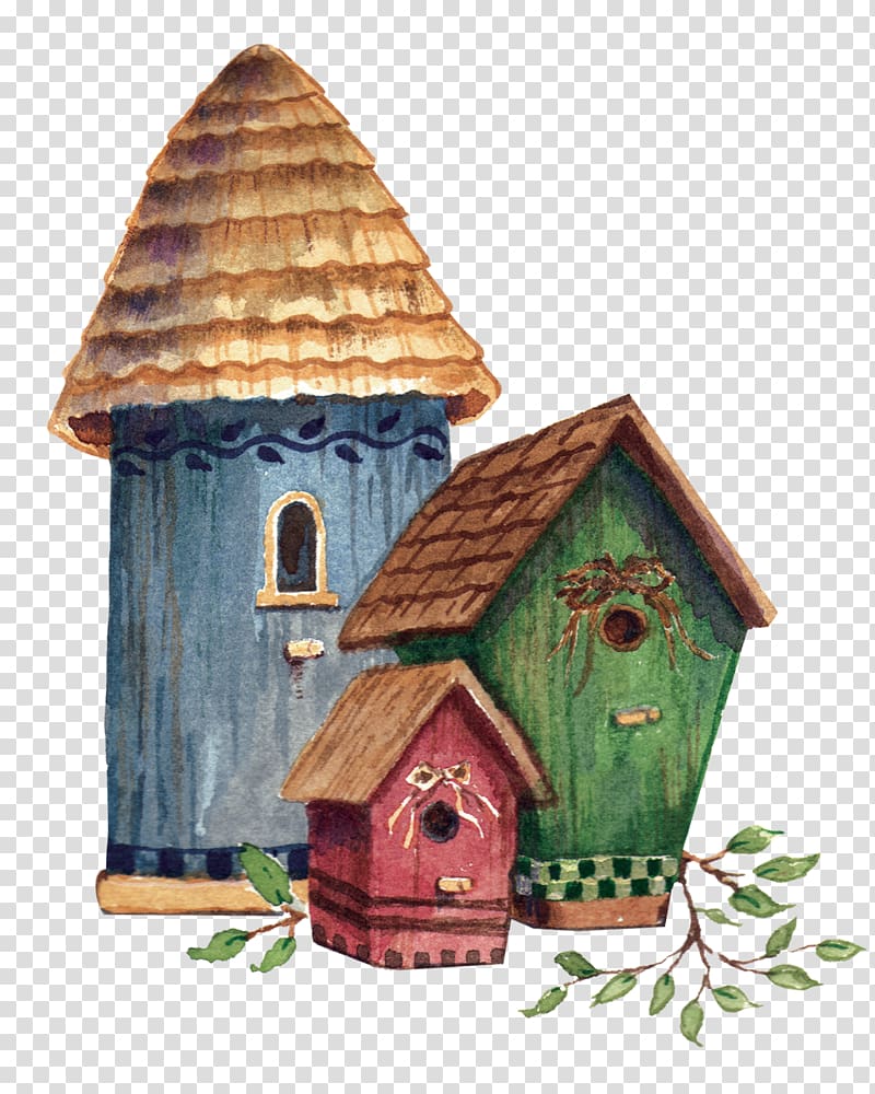 brown and green bird house art, , Fairy tale castle transparent background PNG clipart