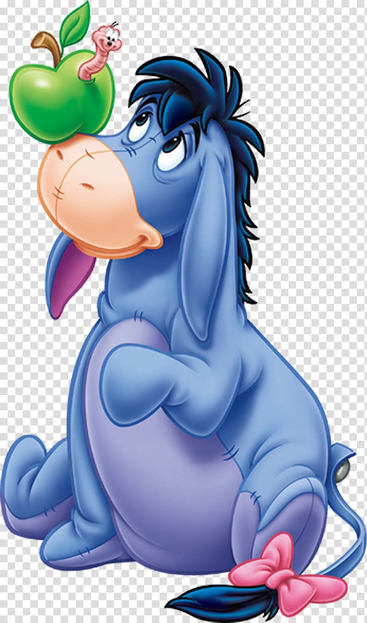 Eeyore Winnie-the-Pooh Winnie the Pooh Piglet Tigger, Eeyore Free , Eeyore with worm in green apple illustration transparent background PNG clipart