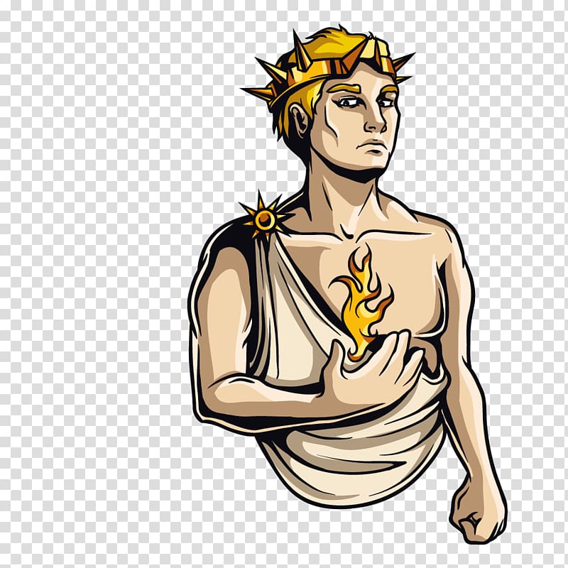 Greek mythology Heracles Illustration, Man with flame in the palm of your hand transparent background PNG clipart