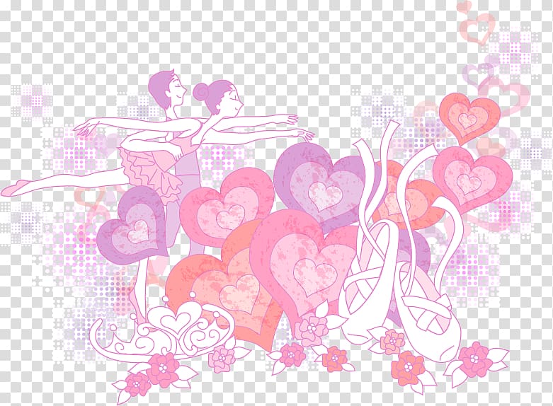 Ballet Shading Illustration, Heart-shaped ballet shading pattern transparent background PNG clipart