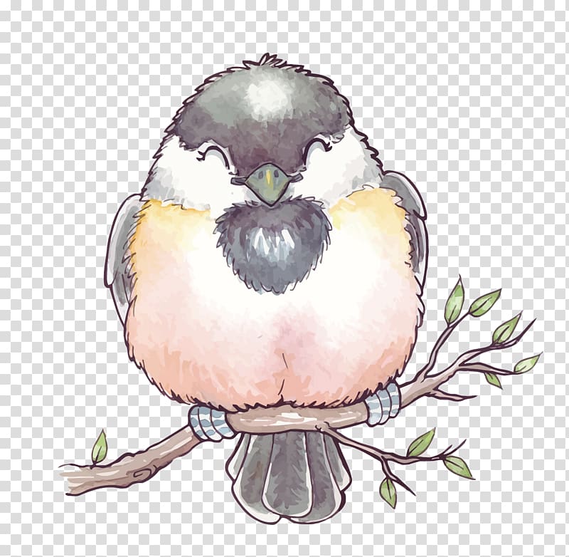 grey, yellow, and pink bird illustration, Bird Watercolor painting, Watercolor Birds transparent background PNG clipart