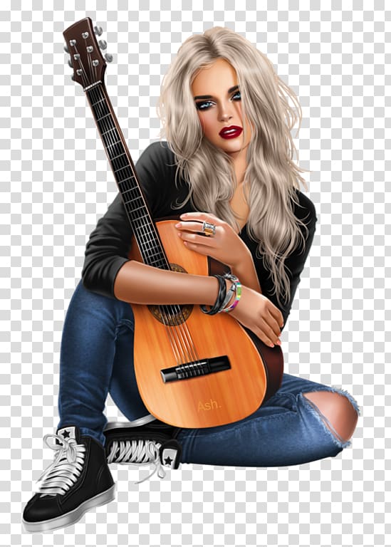 Woman Music Guitar, woman transparent background PNG clipart