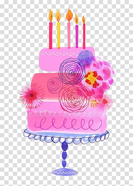 fondant cake , Birthday cake Chocolate cake Cupcake, Painted pink birthday cake transparent background PNG clipart