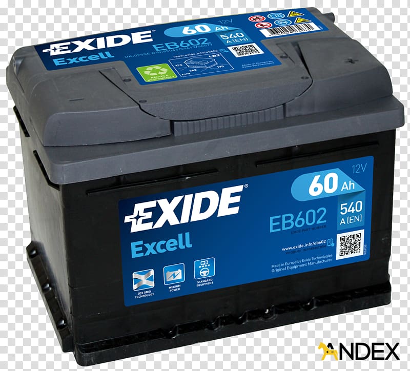 Exide Excell Car Battery Automotive battery Exide Starter Battery, 12v car battery transparent background PNG clipart