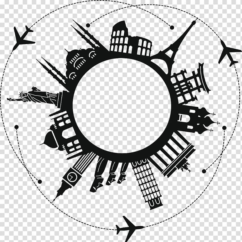 famous landmarks little planet illustration, Travel Landmark Drawing Illustration, Global icon transparent background PNG clipart