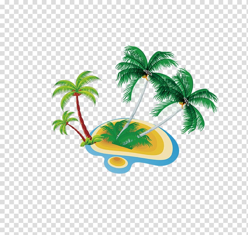 Coconut Beach Icon, Coconut trees beach transparent background PNG clipart