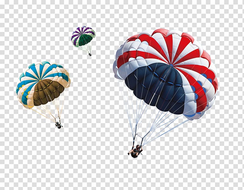 illustration of three people on parachutes, Parachute Parachuting , parachute transparent background PNG clipart
