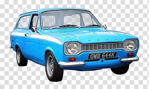 classic blue station wagon, Ford Escort Vintage transparent background PNG clipart