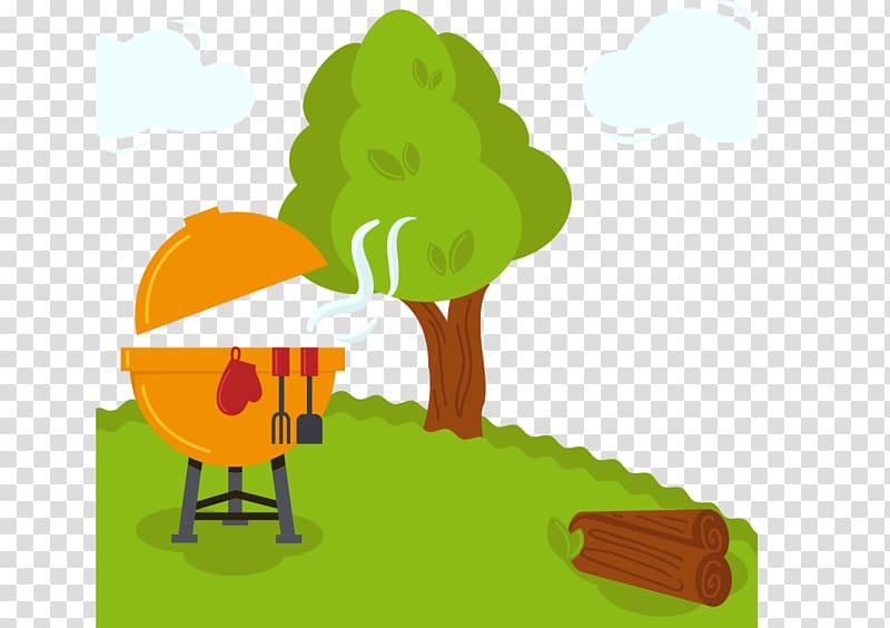 Barbecue chicken Grilling Euclidean , Cartoon field grass barbecue transparent background PNG clipart