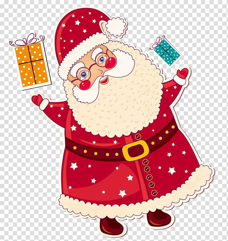 Santa Claus Christmas card Cartoon, Free Santa Claus material pull transparent background PNG clipart