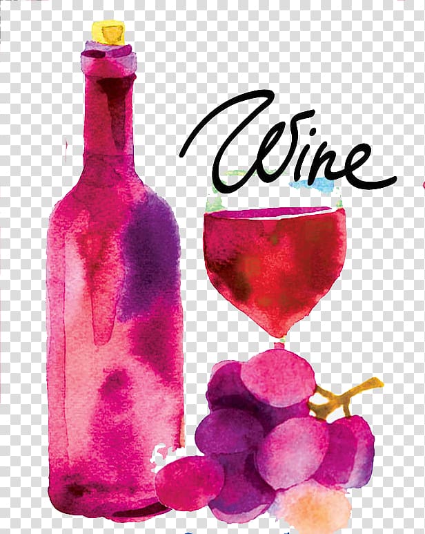 red wine painting, Red Wine Sparkling wine Wine tasting Drink, Wine tasting transparent background PNG clipart
