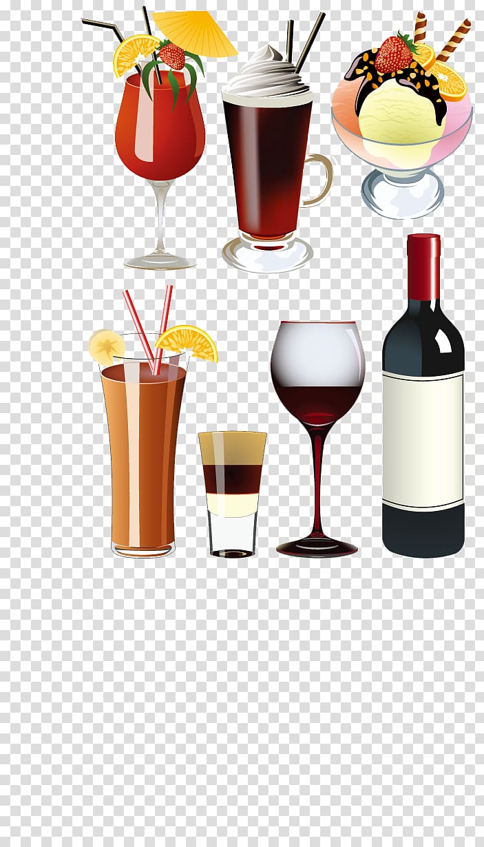 Ice cream cone Soft drink Cocktail, elements cocktail and wine glasses and ice cream transparent background PNG clipart