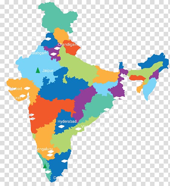 map illustration, States and territories of India Map, India transparent background PNG clipart