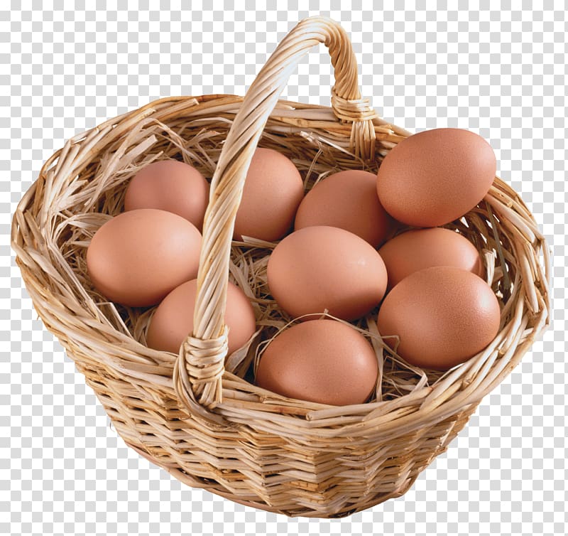 brown egg in basket art, Basket Full Of Eggs transparent background PNG clipart