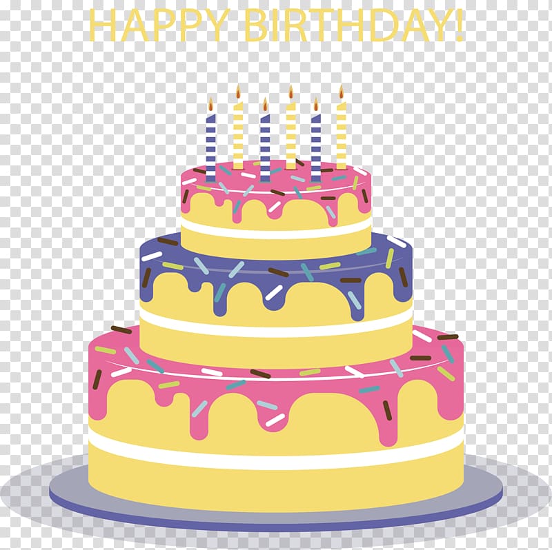 Birthday cake Layer cake Cream pie Torte, Colorful three layers of cake transparent background PNG clipart