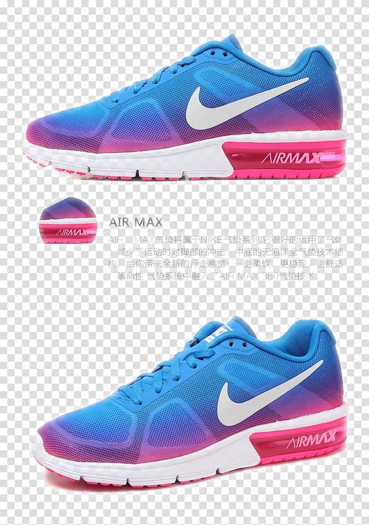 pair of white-pink-and-blue Nike Air Max low-top sneakers collage with text overlay, Nike Free Sneakers Shoe Running, Nike Nike sneakers transparent background PNG clipart