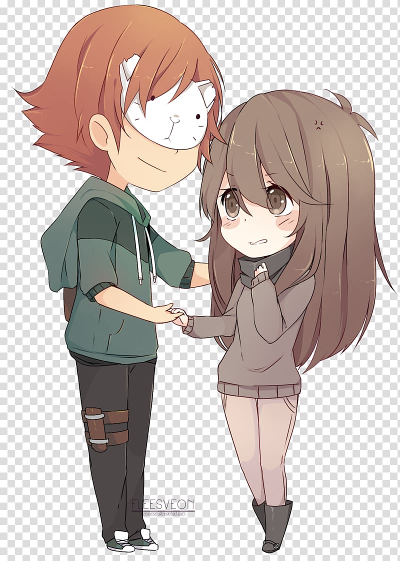 Chibi Drawing Anime Mangaka, anime couple transparent background PNG clipart