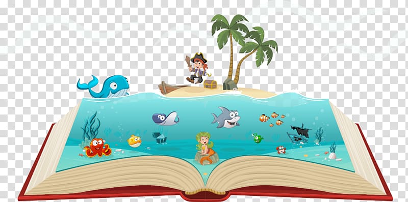 Drawing Illustration, books in the sea transparent background PNG clipart
