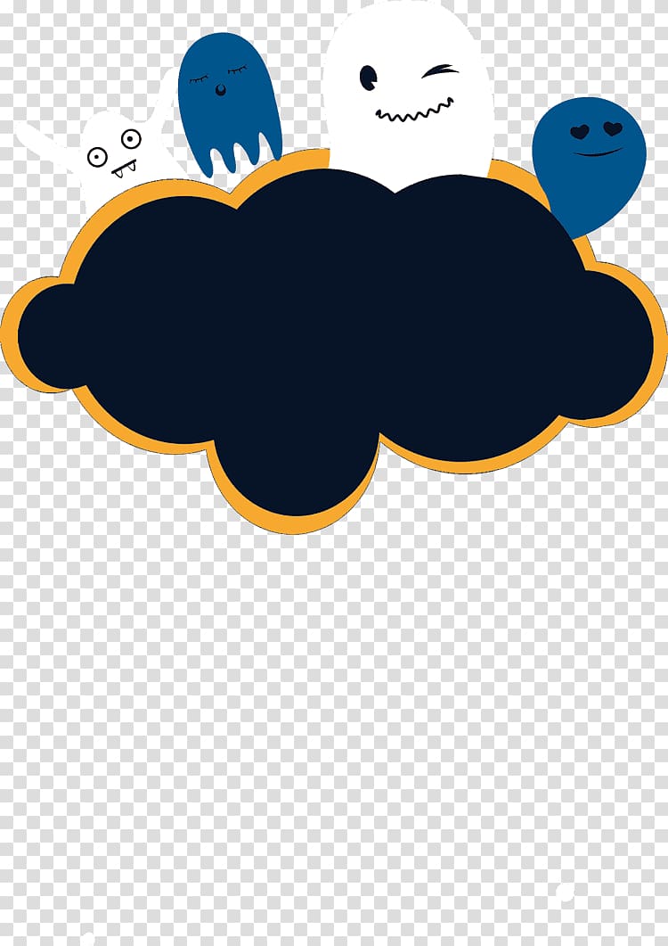 yellow and black cloud illustration, Post-it note Text box Dialog box, Cute ghost clouds Dialog transparent background PNG clipart