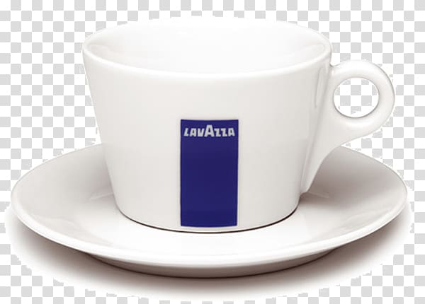 Coffee Cappuccino Espresso Caffè Americano Lavazza, blue and white porcelain transparent background PNG clipart