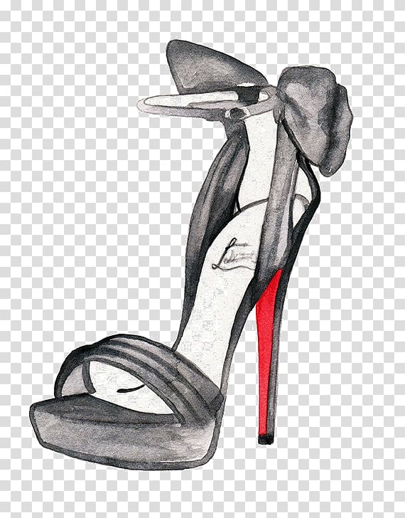Fashion illustration High-heeled shoe Drawing Watercolor painting, painting transparent background PNG clipart