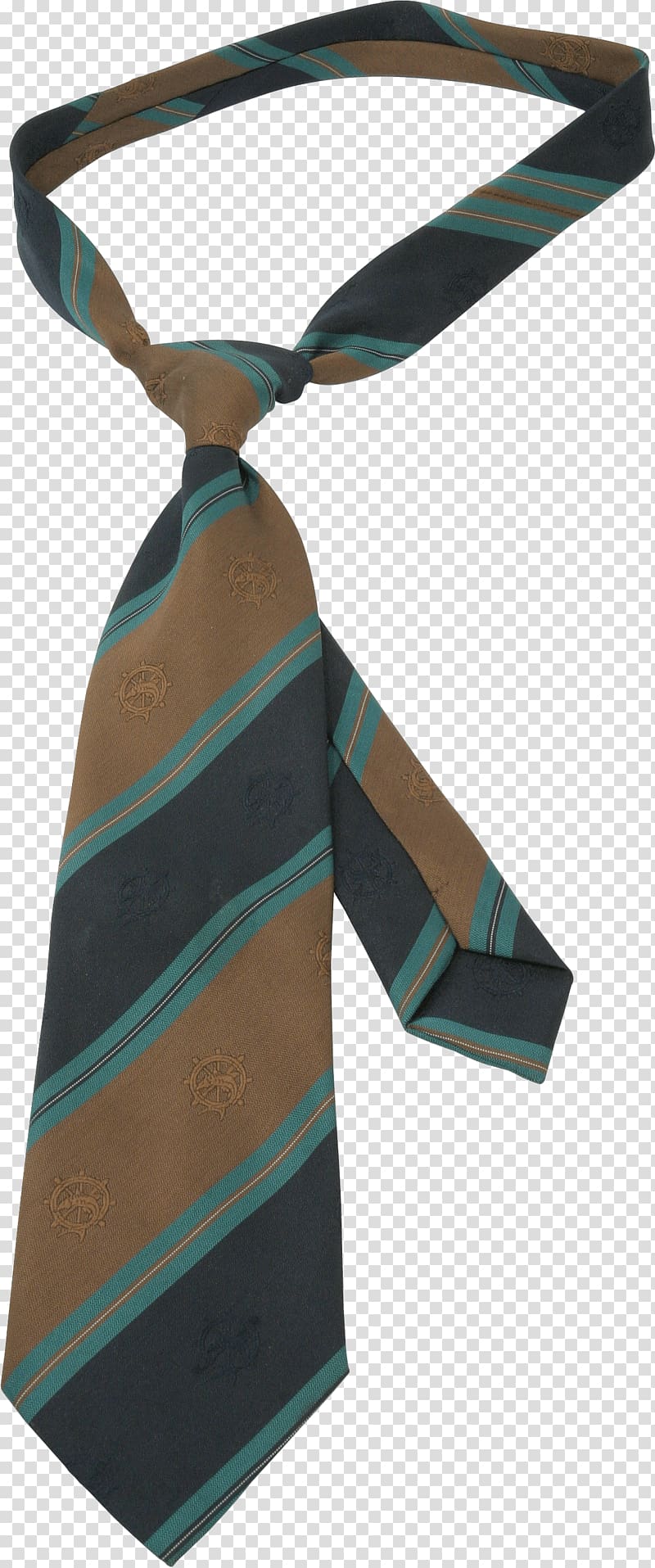 brown, teal, and black striped necktie, Brown Green Tie transparent background PNG clipart