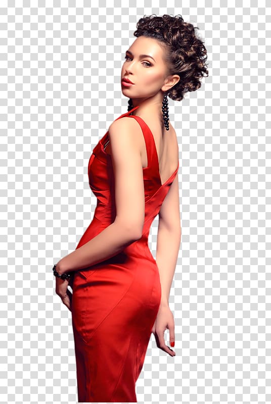 Woman Red Female, model transparent background PNG clipart