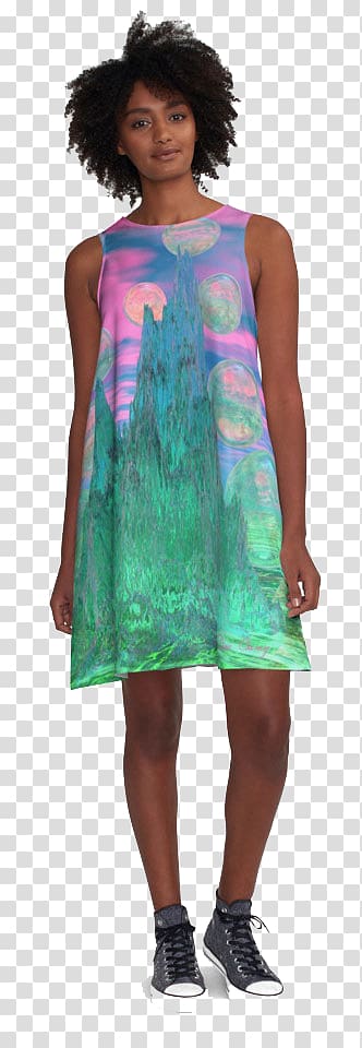 T-shirt A-line Dress Clothing Redbubble, Green sky transparent background PNG clipart