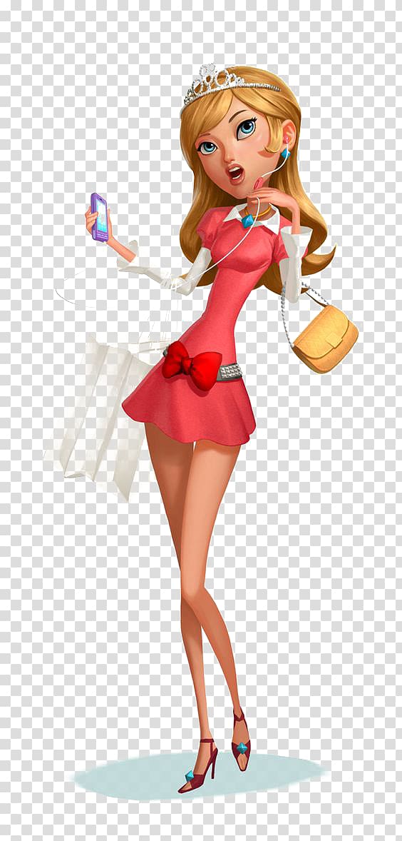 Cartoon Female Character Drawing , Shopping Princess transparent background PNG clipart