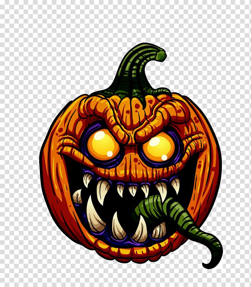 Pumpkin Jack-o-lantern Illustration, Pumpkin Monster transparent background PNG clipart