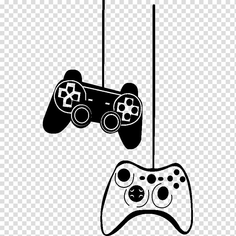 black and white game controllers , Wall decal Sticker Video game, enfant transparent background PNG clipart