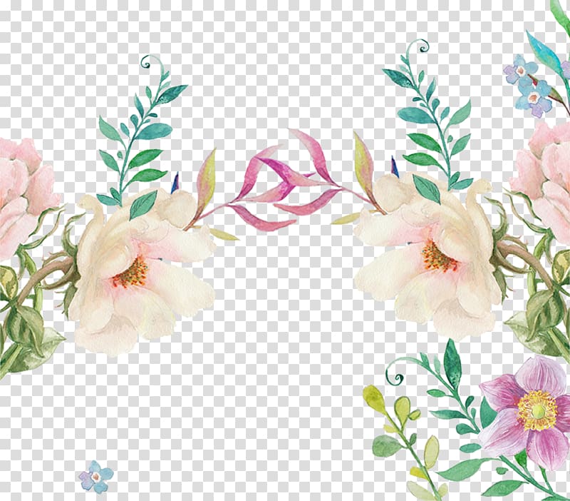 hand painted watercolor flower decoration pattern transparent background PNG clipart