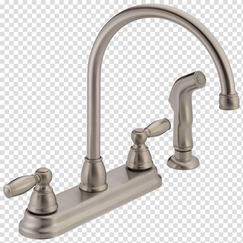 Faucet Handles & Controls Peerless 2-Handle Kitchen Faucet with Side spray Stainless steel Sink Peerless Faucets Apex Double Handle Kitchen Faucet Finish: Chrome, dish tub part 2 transparent background PNG clipart