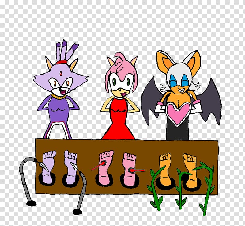 Amy Rose Rouge the Bat Tails Tickling Blaze the Cat, anime girl tickle transparent background PNG clipart