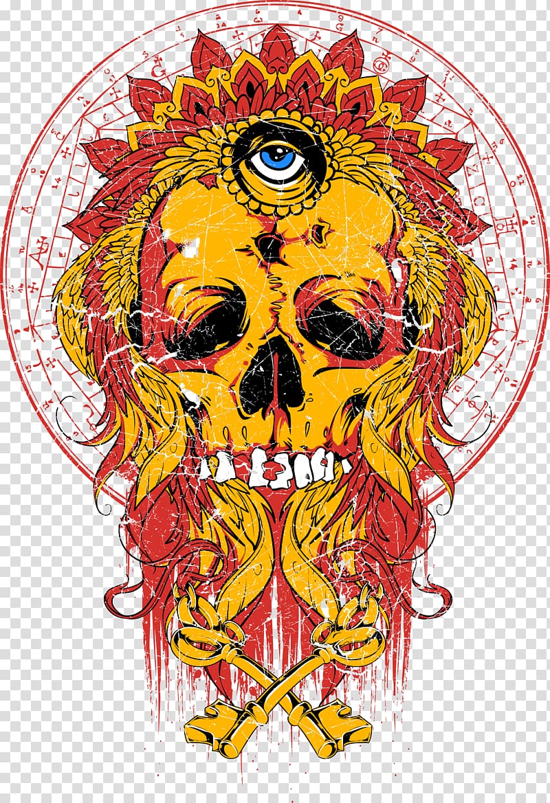 skull illustration, Printed T-shirt Clothing Printing, Eye skull print transparent background PNG clipart