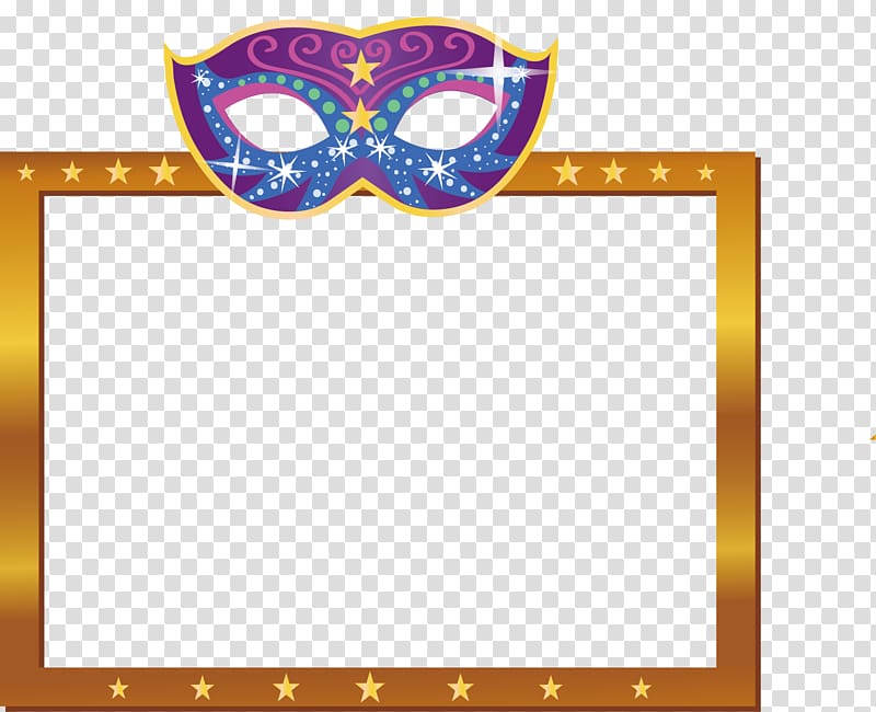 Carnival in Rio de Janeiro Brazilian Carnival frame, hand-painted masks and masked gold frame transparent background PNG clipart