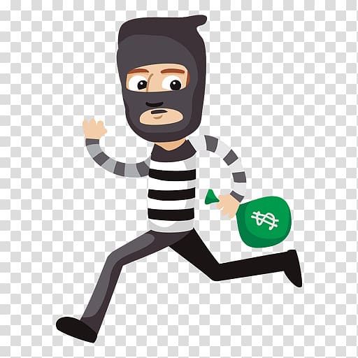man wearing white and black striped T-shirt with money sack , Robbery Theft Cartoon , thief transparent background PNG clipart
