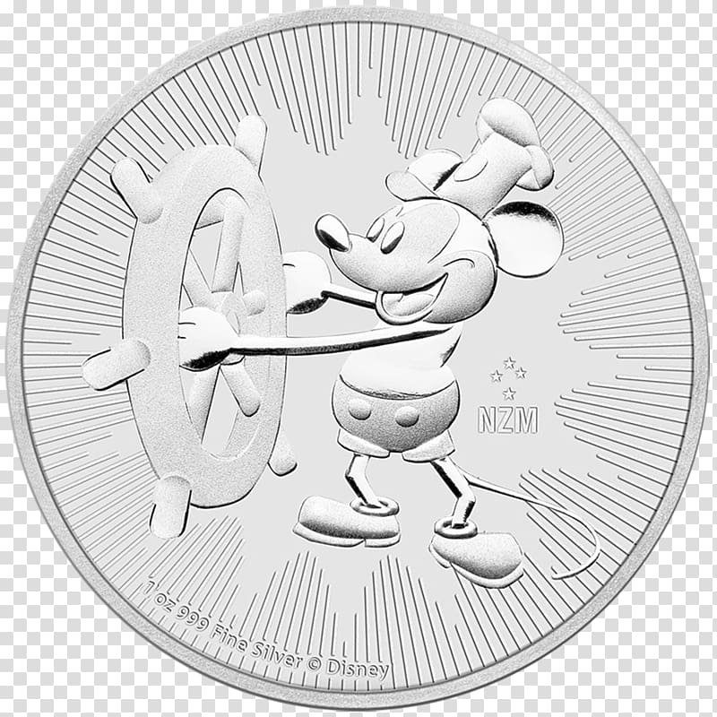 Mickey Mouse Niue New Zealand Silver coin, bullion transparent background PNG clipart