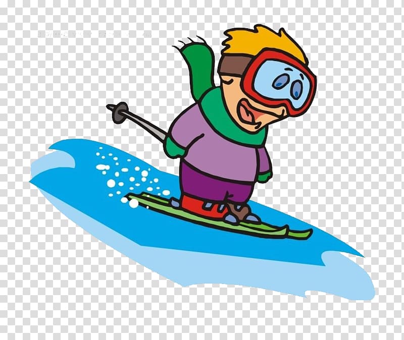 Skiing Snow Cartoon, Cartoon snow skiing transparent background PNG clipart