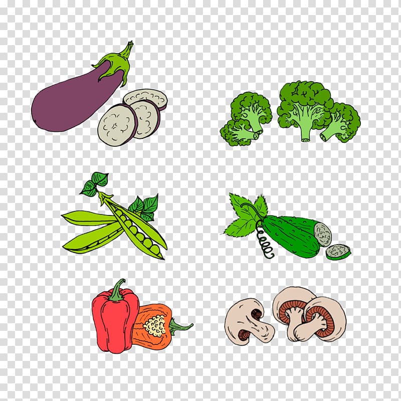 Vegetable Vecteur Drawing, All kinds of vegetables pattern transparent background PNG clipart