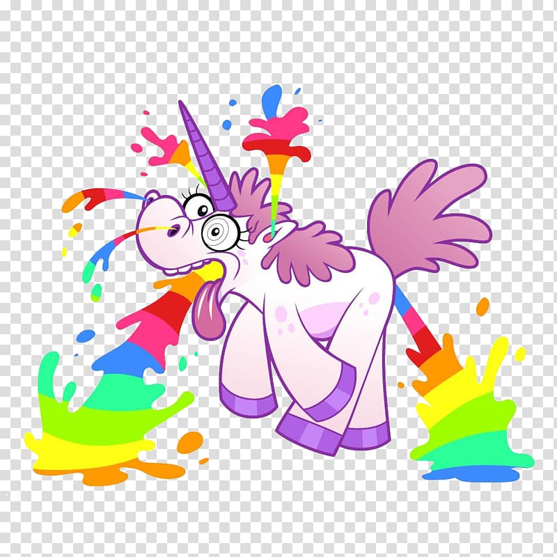 Unicorn Rainbow Euclidean Arc Illustration, Hand painted colored rhino material transparent background PNG clipart