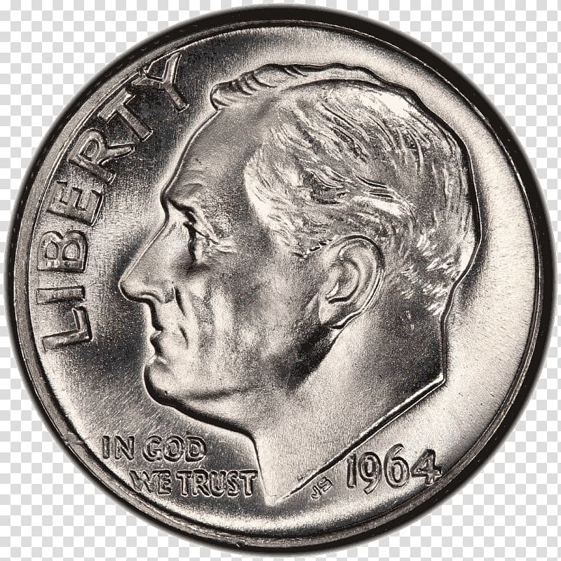 Roosevelt dime Philadelphia Mint Mercury dime Quarter, Coin transparent background PNG clipart