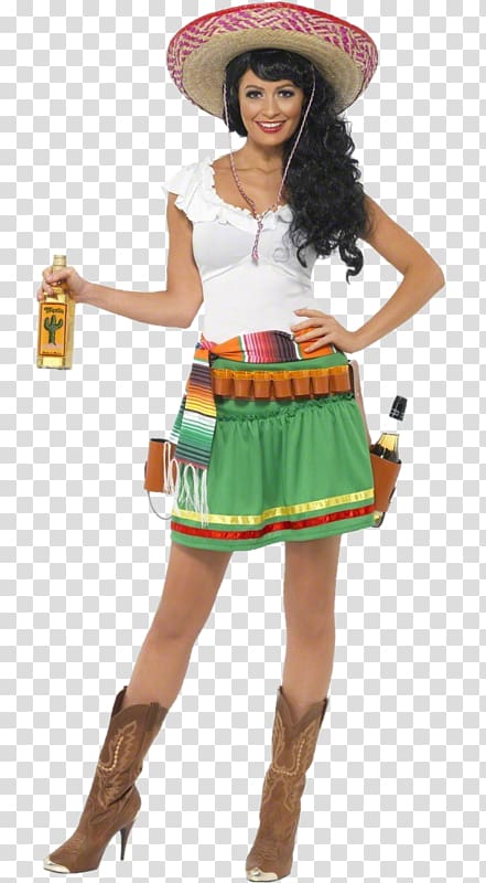 Mexican Tequila Shooter Girl Costume Cowgirl Womens Fancy Dress