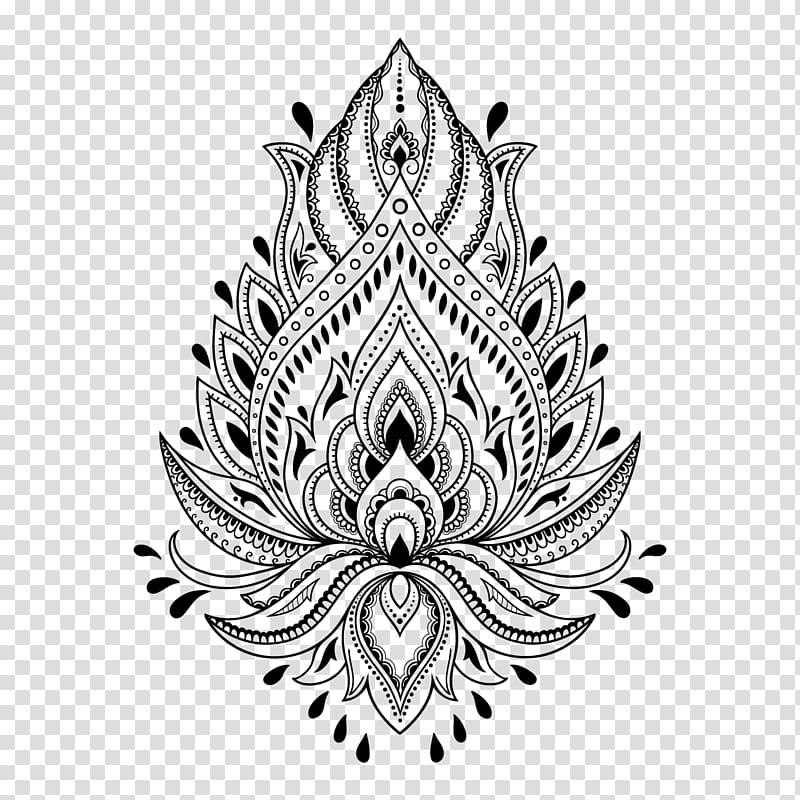 black flower , Henna Tattoo Mehndi Stencil Template, henna transparent background PNG clipart