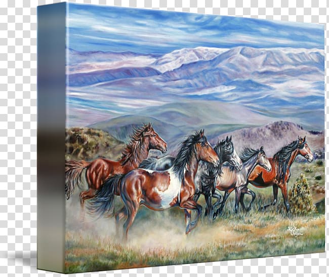 Mustang Stallion Steppe Ranch Painting, mustang transparent background PNG clipart